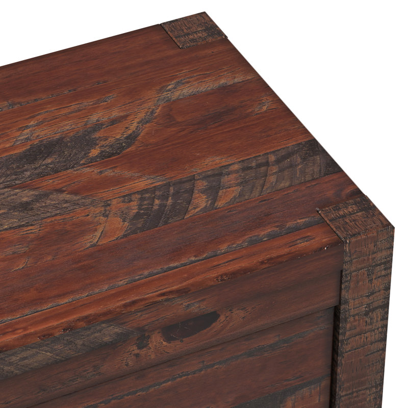 Hibir Farmhouse 24” W 2 Drawer Nightstand, Solid Wood Rustic Style Bedside, Walnut