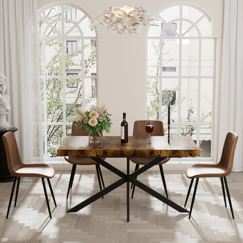 Ensemble de table de salle à manger extensible avec chaises, 5, Brun