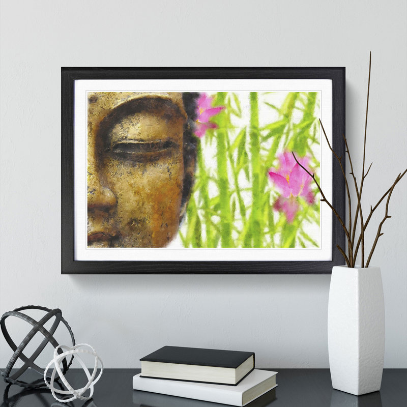 Buddha Statue Vol.8 - Picture Frame Painting, Black Framed, 27cm H x 36cm W x 2cm D