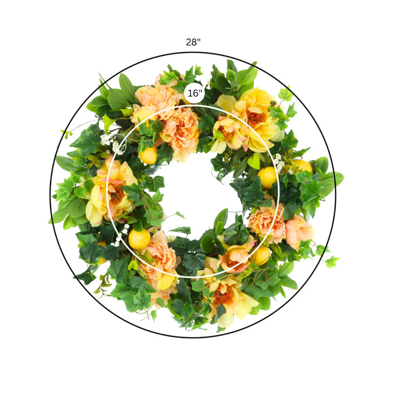 Couronne de pivoines et de citrons 24 po Harin
