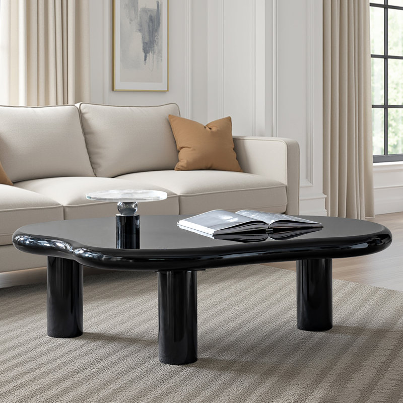 Table basse à assemblage simple avec repose-pieds réglables en laque l 50,5 po Consida, Noir