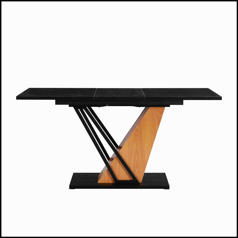 Table de salle à manger extensible 61,81 pouces, conception rectangulaire moderne avec structure en métal robuste et base en bois aggloméré