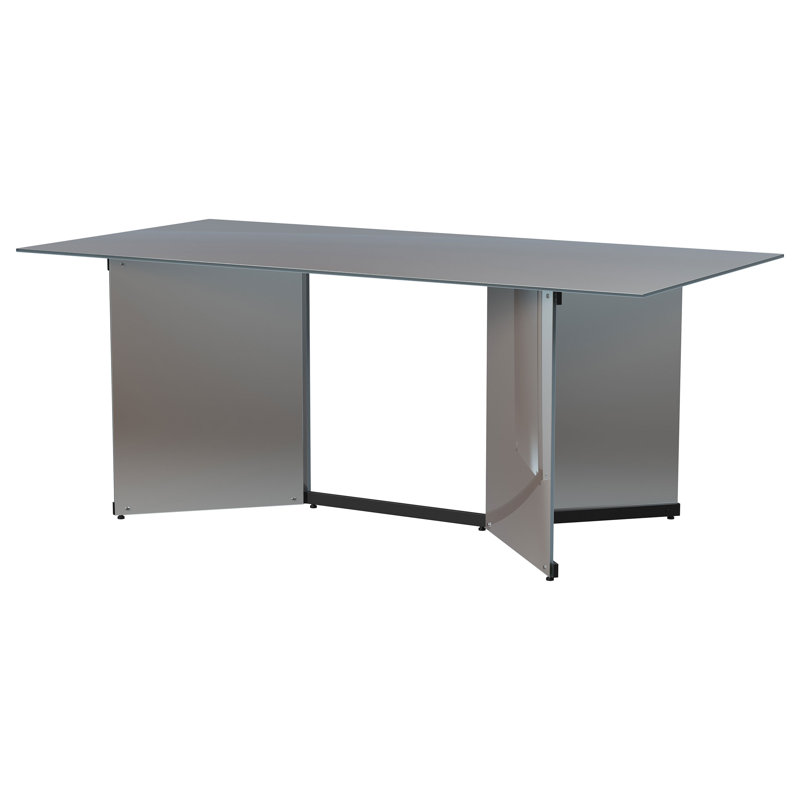 Rectangular with Glass and Steel Base Dining Table