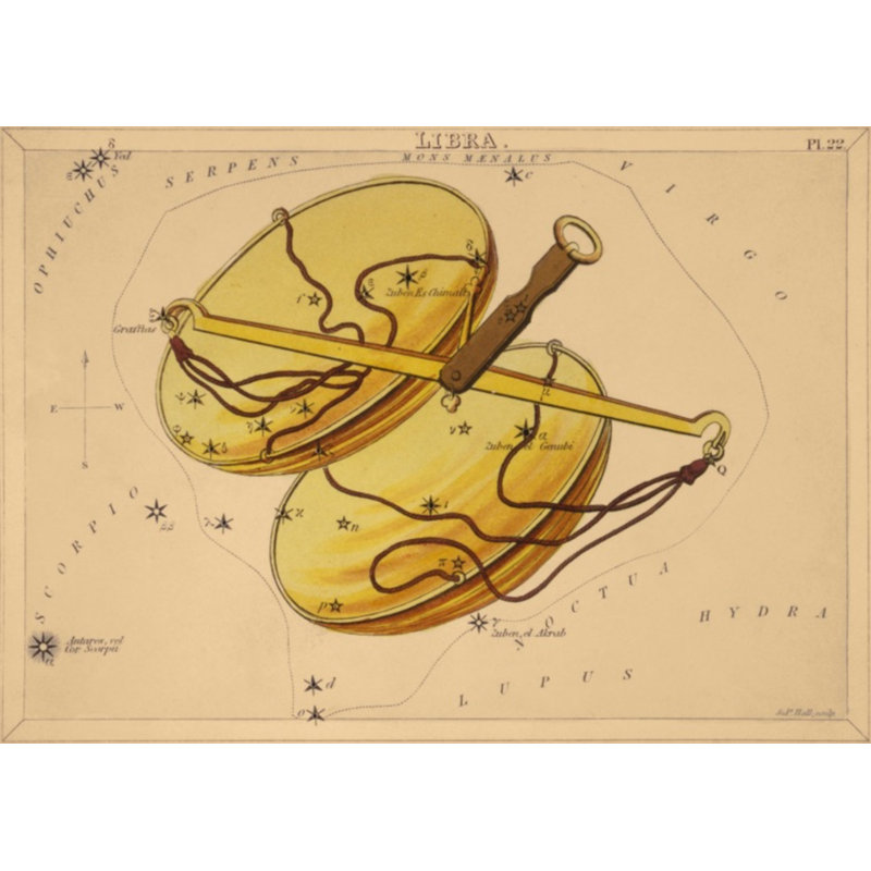 Libra Print by Grand Archives, 32" H x 45" W, Black Framed