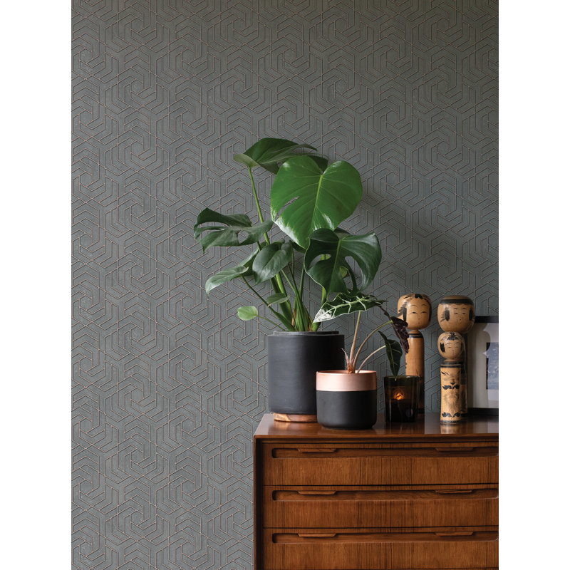 Jhaiden Geometric Wallpaper, Charcoal