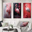 «Minimalisme flamant rose», 3 pièces sur toile-237837574-237837573