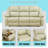 Beige Recycled Leather 3 Seat Sofa