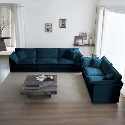 Sofa Set of 2 Chenille Couch 23 Seater Sofa Set Deep Seat Sofa Modern Sofa Set for Living Room