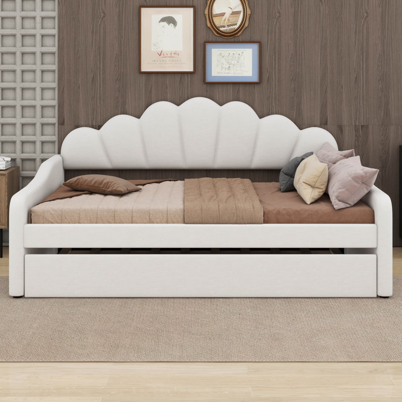 Martiya Full Size Upholstered Daybed with Trundle, White