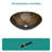 Amber Tempered Glass Vessel Sink With Pop-Up Drain, Artistic Feather Pattern Oval Bathroom Basin | Gift Idea-122712242