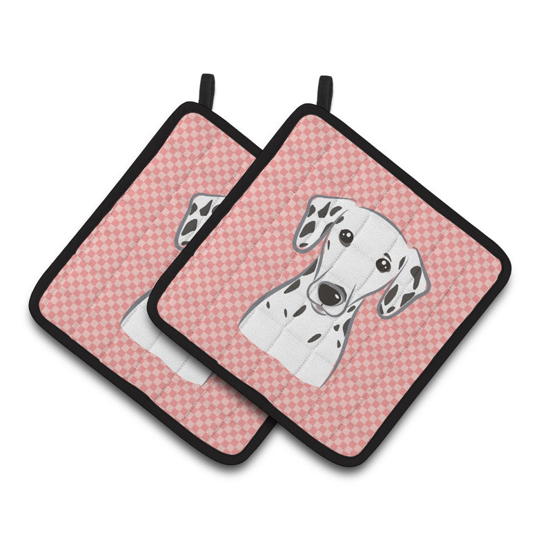 Cuisinier poignée dalmatien caroline trésors Checkerboard, Rose