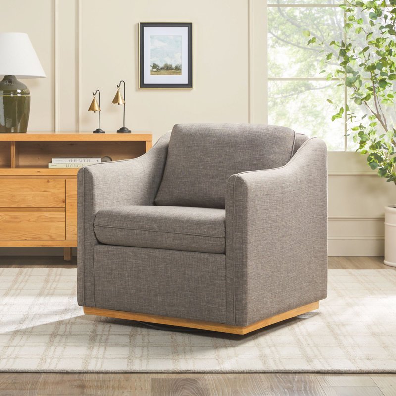 Modern Farmhouse Easy Assembly Upholstered Swivel Armchair, Dark Gray