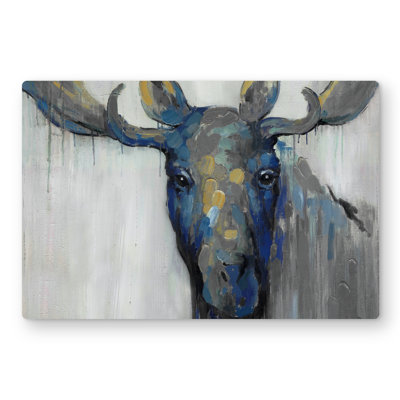 Blue Moose - Classic Blue Animal Metal Print for Home Decor