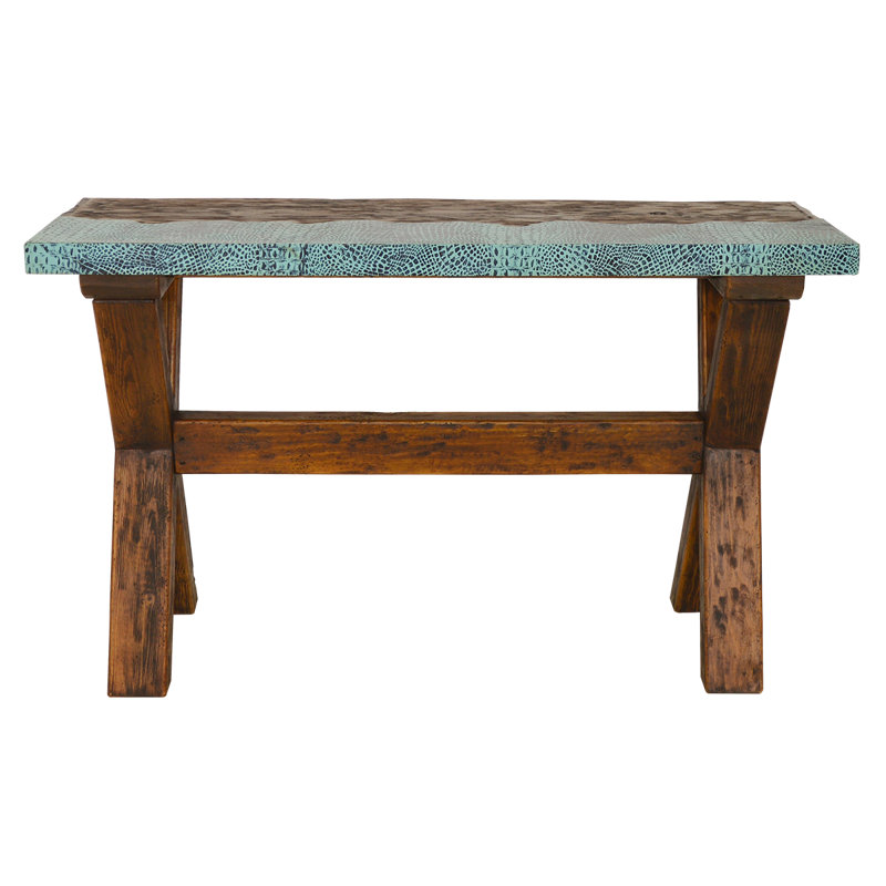 Canyon Leather Console, 37" H x 60" W x 18.5" D, Teal