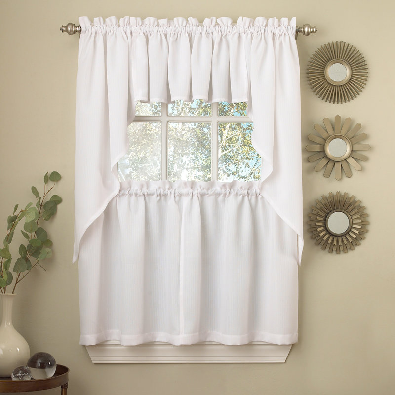 Ensemble de rideaux de cuisine 5 pièces Ennis, L 54 po x L 24 po, Blanc
