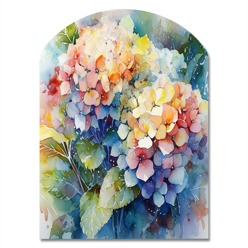 Creswell - Hortensia asymétrique en métal, sculpture murale en arche, H 34 po x l 25 po