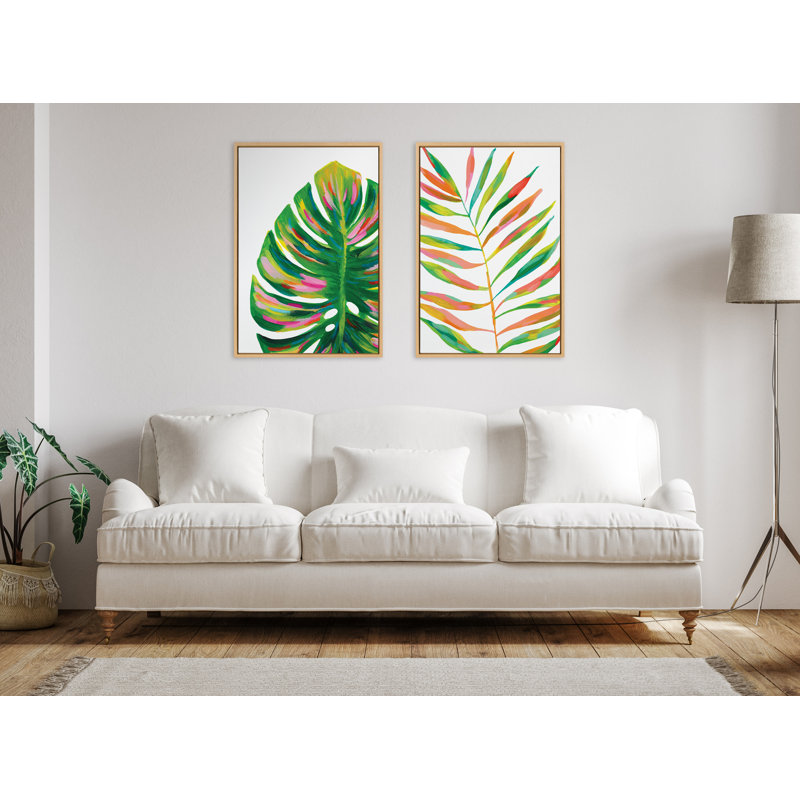 Ensemble d'art mural encadré "Monstera" par Jessi Raulet, H 23 po x l 33 po x P 1,62 po