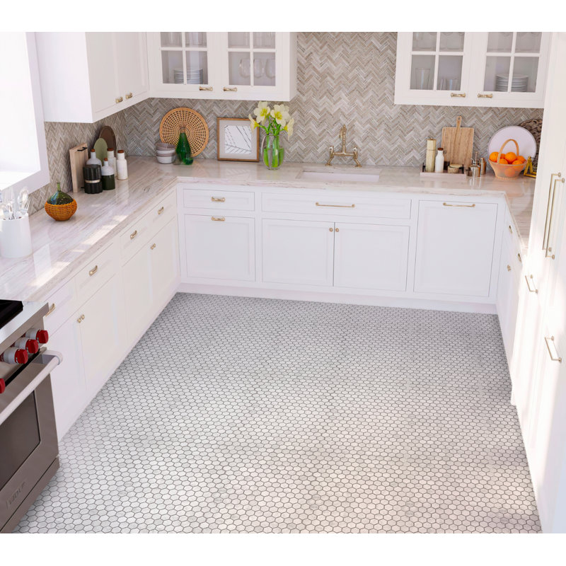 Heritage 1 in. x 1 in. Honeycomb Honed Marble Tile
