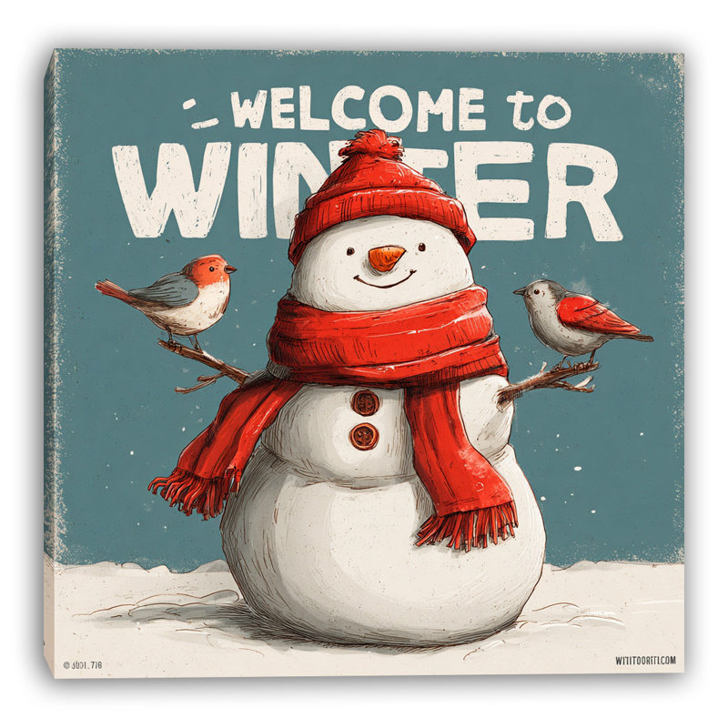 «Welcome Winter Snowman», toile, H 12 po x l 12 po