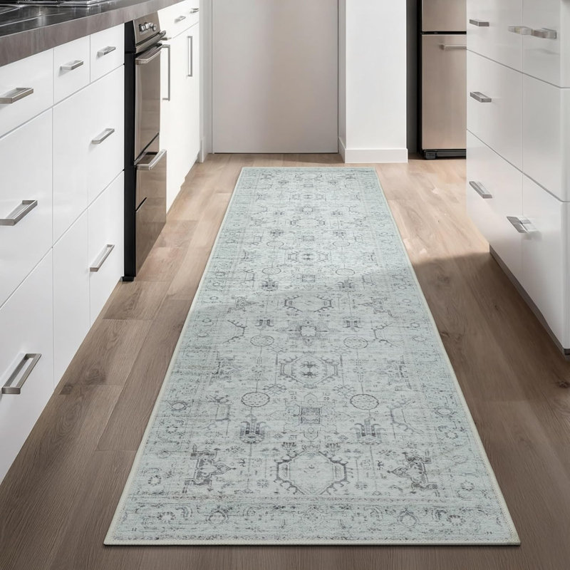 Tapis lavable à la machine résistant aux taches GLN Rugs, Tapis de couloir 2 pi 6 po x 10 pi