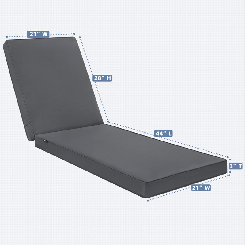 Chaise Lounge Cushions Outdoor 72 x 21 x3 Inch Waterproof & 3-Year Fade Resistant Outdoor Lounge Chair Cushions with Removable Cover for Patio Pool Lounge Chairs