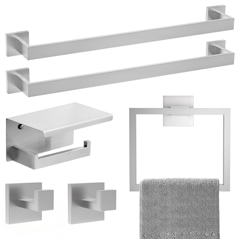 6 Piece Bath Hardware Set (set Of 6), Brushed Nickel
