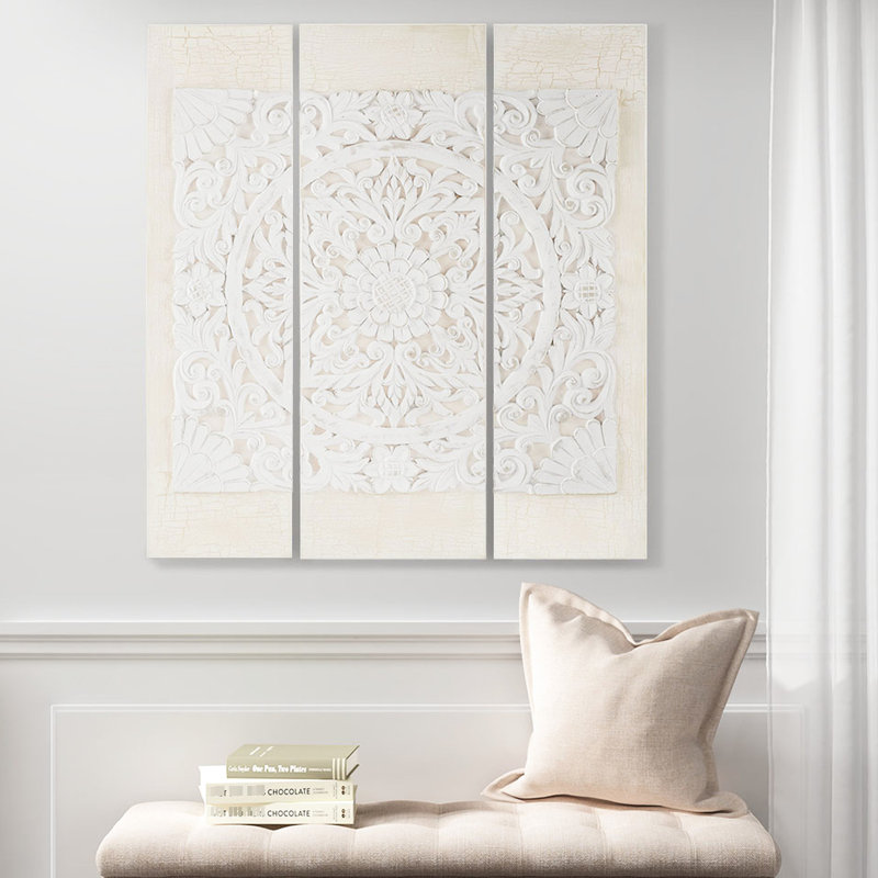 3 toiles en résine, style rétro, centre 11,8 po x 35,5 po et côtés 9,25 po, intérieur, thème des cintres, aspect vieilli, pièces latérales,