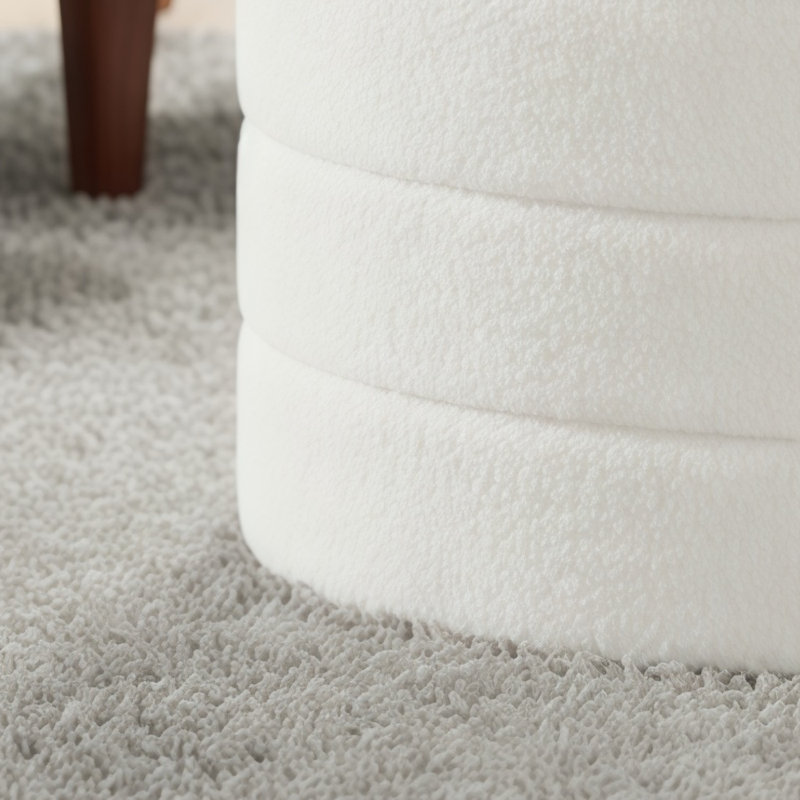 Tabouret de rangement rond blanc avec plateau. Convient aux salons. Convient aux adultes et aux enfants. Rangement supplémentaire.
