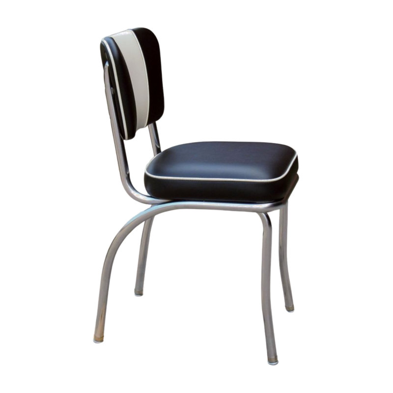 Retro Home Upholstered 'V' Back Dining Chair, Black