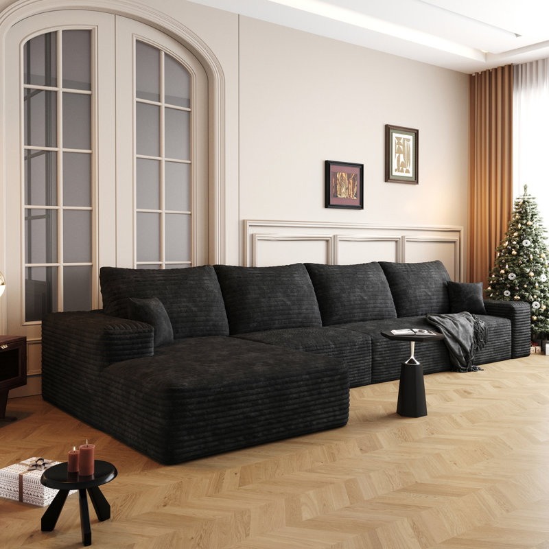 Boneless Cloud Sectional Couch With L-Shape Chaise,Modern Modular Sofa With Deep Seat, Upholstered Couches For Living Room Bedroom,No Assembly Required