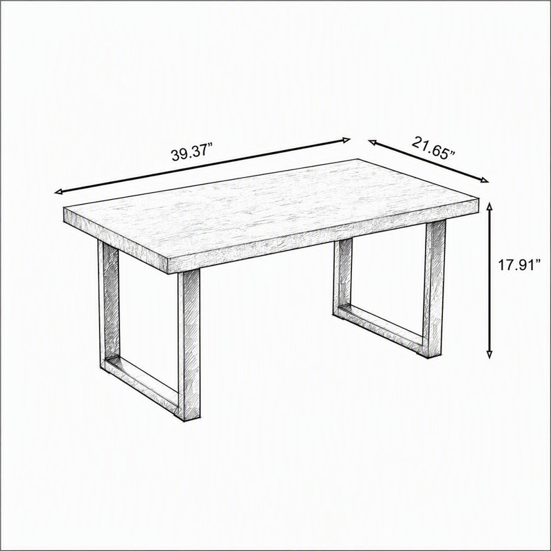 Table basse en MDF, H 17,91 po x l 39,4 po x P 21,65 po, Noyer, noir