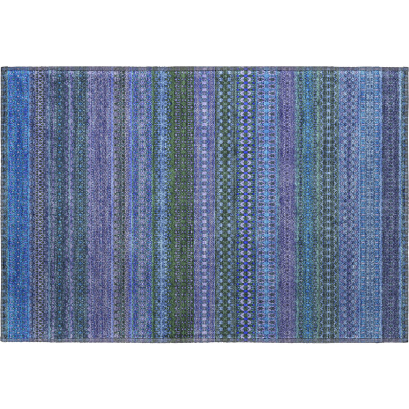 Premium Machine Washable Cerrito AMF527 Blue, Rectangle 1'8" x 2'6"