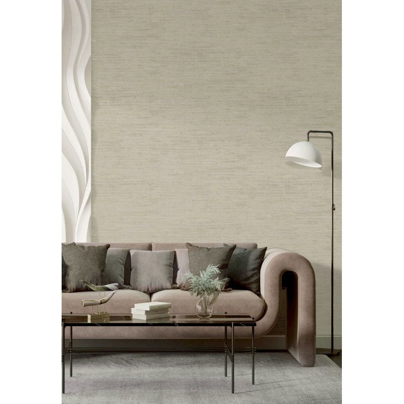 Italian Style Plain Weave Texture Effect Wallpaper Roll, Cream