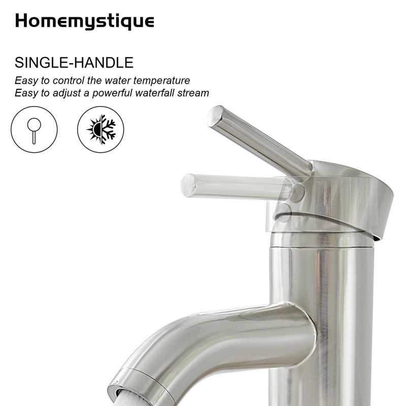 Robinet pour salle de bain à poignée simple, Nickel