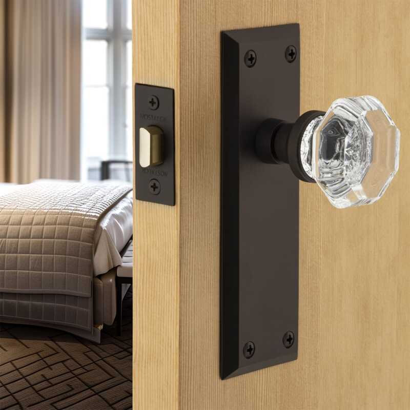 New York Plate with Waldorf Door Knob, Oil-Rubbed Bronze