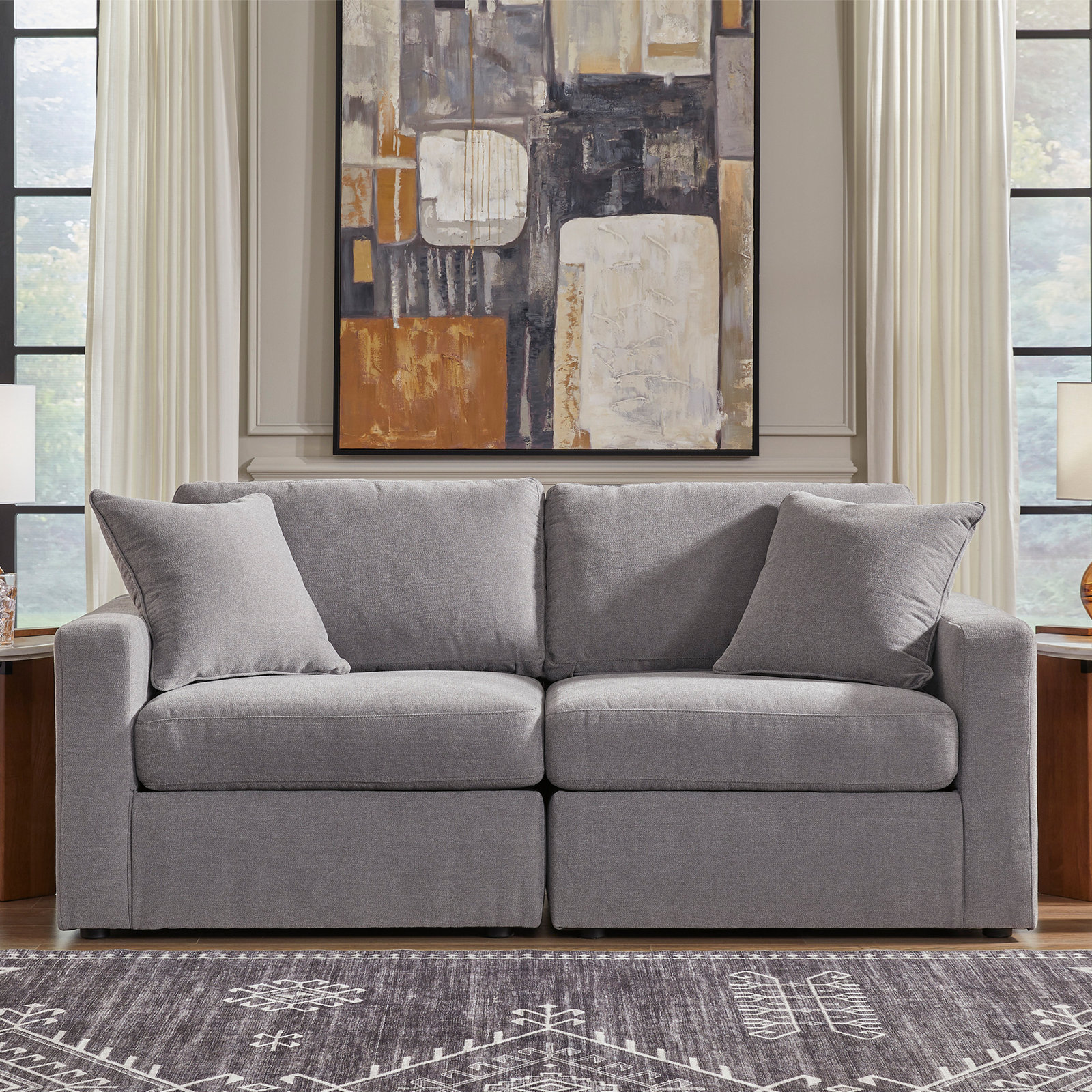 76" Modular Loveseat, Gray
