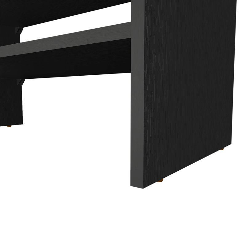 Shoe Rack In Melamine With 2 Shelves, Black