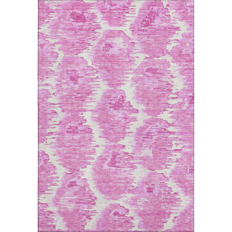 Premium Machine Washable Prisco Pink Rug, Rectangle 8' x 10'