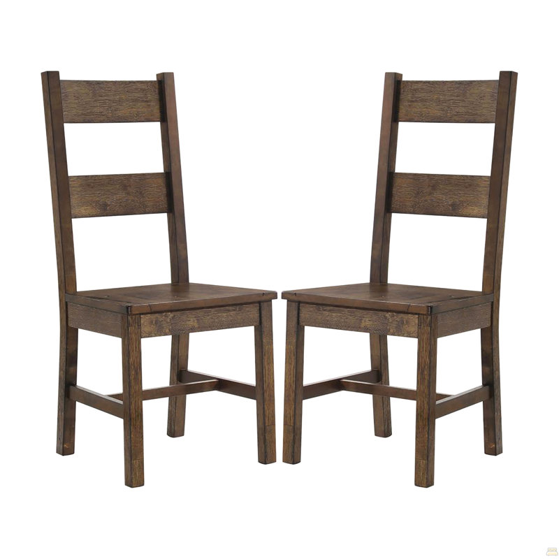 Ensemble de 2 chaises rustiques à dossier en échelle brun doré rustique
