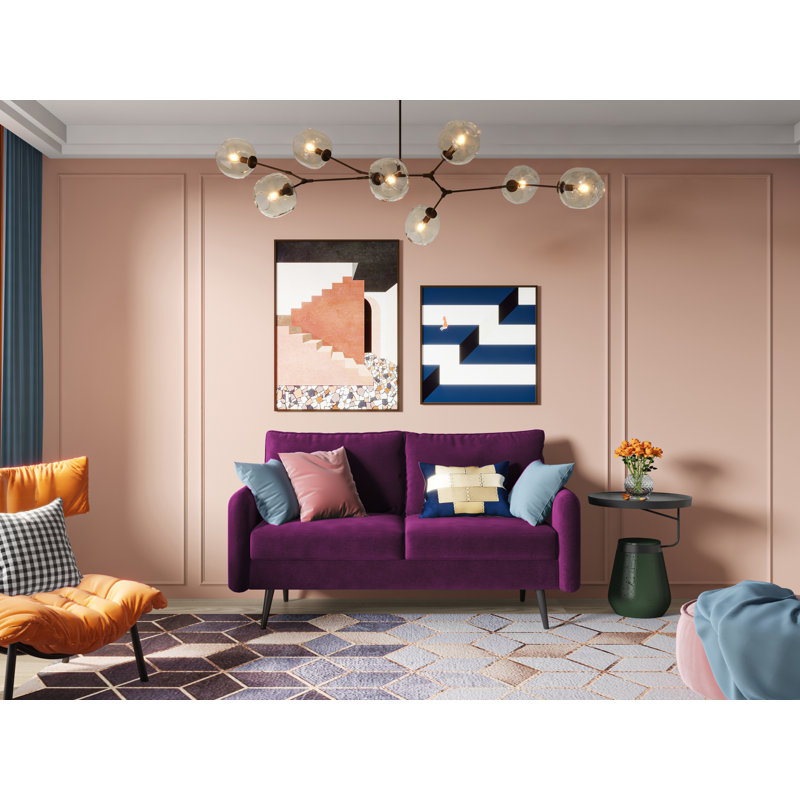 Elle-Jade Velvet Loveseat, Eggplant Velvet, 33" H x 70" W x 30" D
