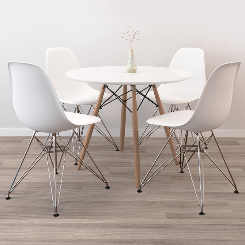  Ensemble de table ronde 36 po avec 4 pieds en acier Smash, H 29 po x l 31,5 po x P 31,5 po
