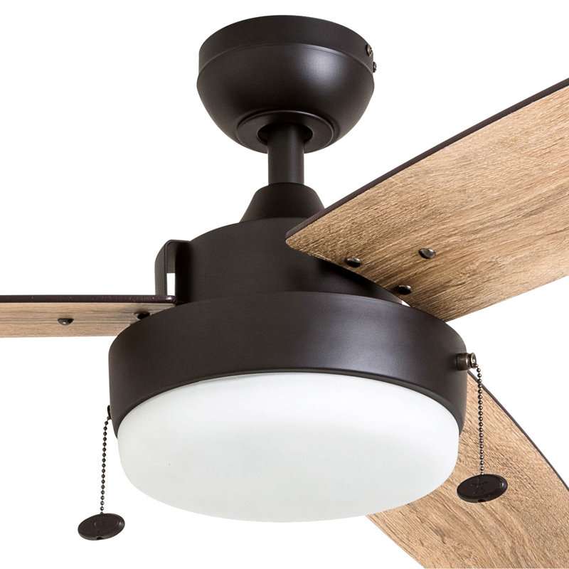 Statham 52" Ceiling Fan with LED Light, Espresso Bronze with Natural Blades