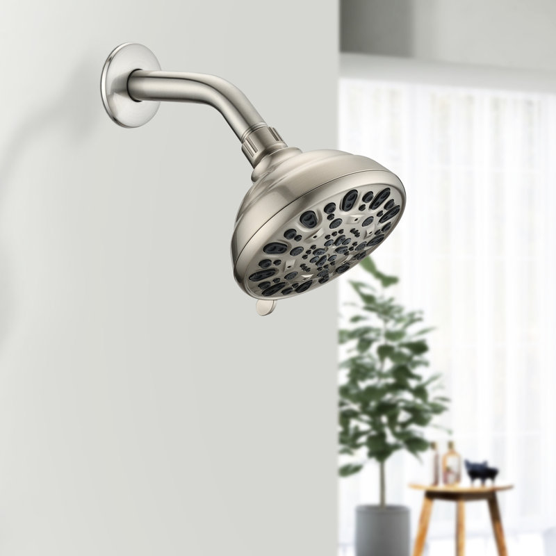 Pomme de douche haute nickel brossé 4,72 po - 6 modes, débit de 1,8 gal / min, Nickel brossé