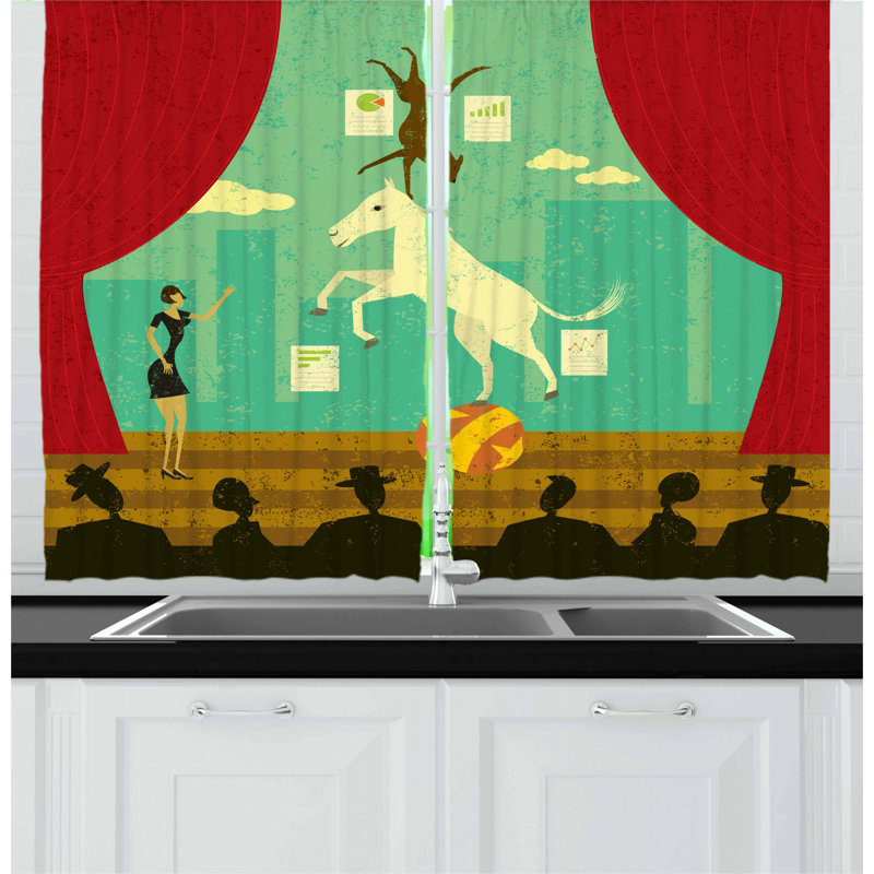 Ensemble de rideau de cuisine 2 pièces cirque