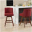 Tabouret de bar pivotant haut, ensemble de 2 tabourets de bar en velours de 26 po de hauteur, tissu marron