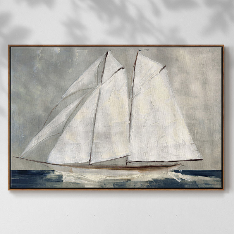 «Réglage de voile», reproduction sur toile, H 25 po x l 37 po x P 2 po, Noyer