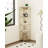 Corner Shelf Stand, 5-Tier Glass Bookshelf Bookcase, Bathroom Organizer, Plant Stand, Steel Frame, Tempered Glass, Modern Style for Living Room, Bathroom, Kitchen, Gold-1504562883-1525654540