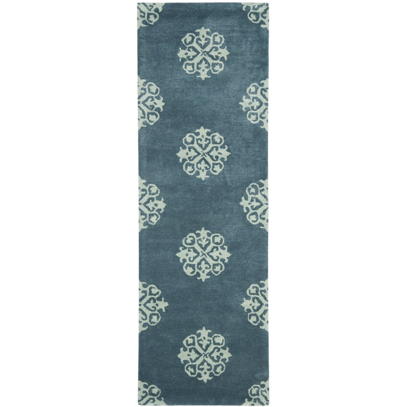 Steve Hand Tufted Wool Damask Rug, Runner 2'6" x 12'