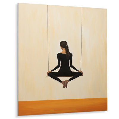 «Beige Yoga Inner Balance II» - art mural en métal Yoga