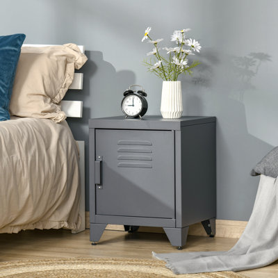 Industrial Locker Design End Table In Steel - Perfect For Living Room & Home Office Storage